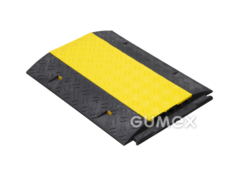 Kabelbrücke mit Abdeckung 270+271B, 800x600x60mm, Last 7t, Hammermuster, PVC, schwarz-gelb, 